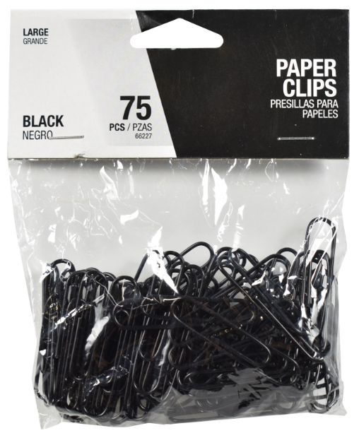 Large Black Paper Clips - Pack of 75