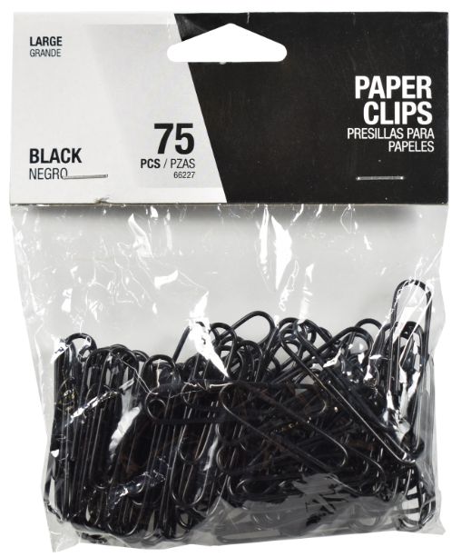 Large Black PAPER Clips - Pack of 75