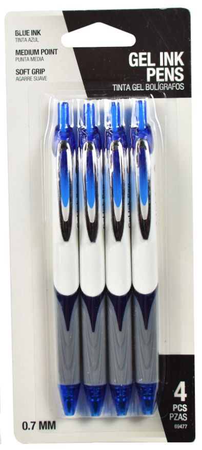 Blue Gel Ink Pens - Pack of 4