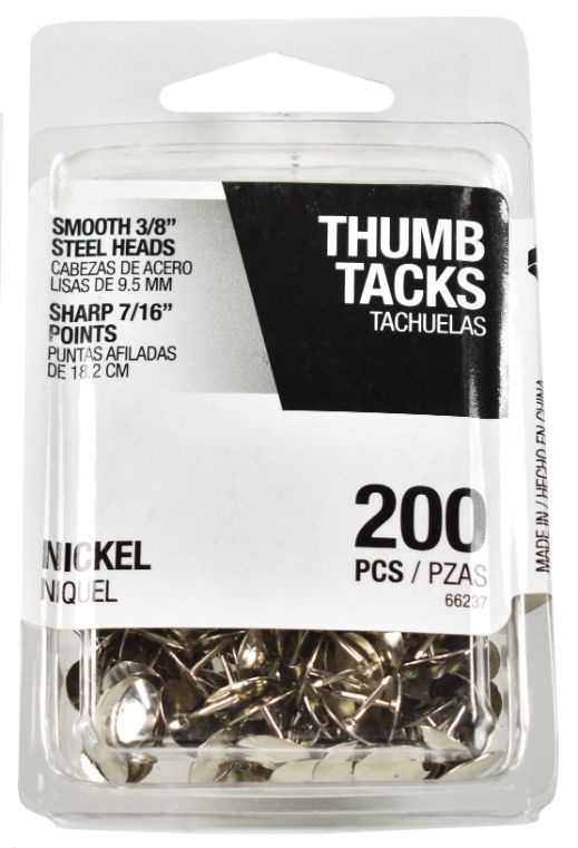 Nickel Thumb Tacks - Pack of 200