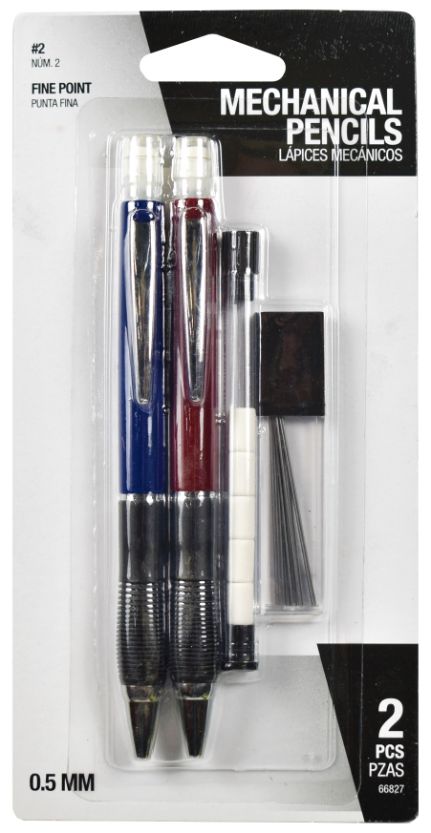 Mechanical PENCILs - Pack of 2 with Lead & Eraser Refills
