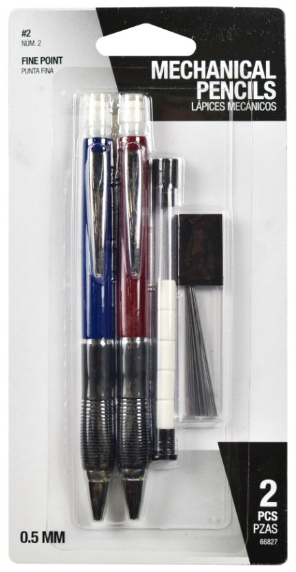 Mechanical Pencils - Pack of 2 with Lead & Eraser Refills