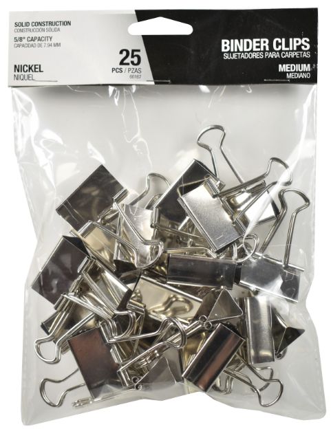 Medium Nickel Binder Clips - Pack of 25