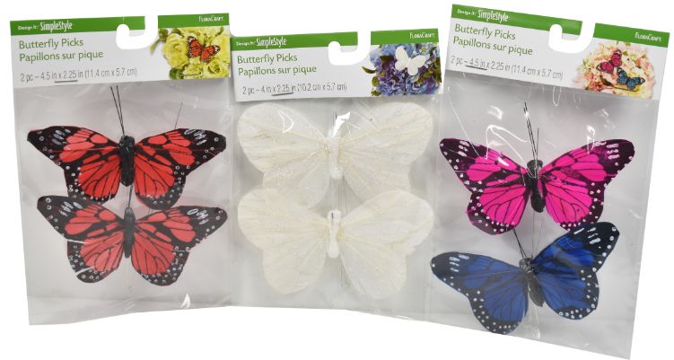 Butterfly Picks - 3 Assorted Packs of 2