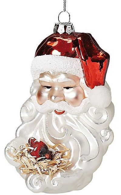 Santa Head With Bird Ornament