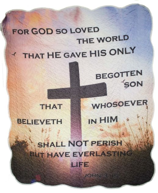 John 3:16 Cross Quilted Throw