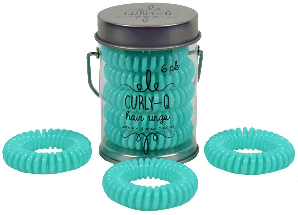 Turquoise Curly-Q Hair RINGs - Pack of 6