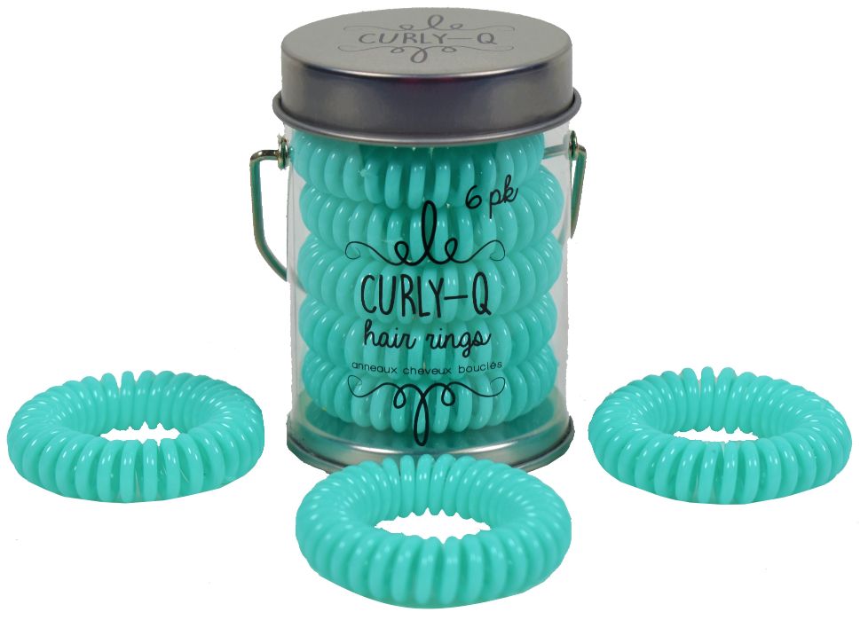 Turquoise Curly-Q Hair RINGS - Pack of 6