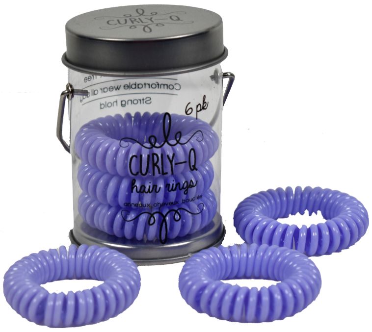 Lavender Curly-Q Hair RINGs - Pack of 6