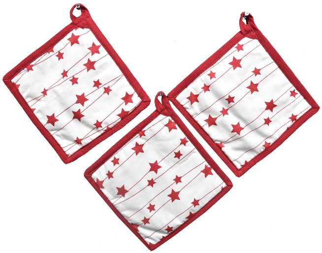 SEt of 3 Pot HoldErs - STAR Print