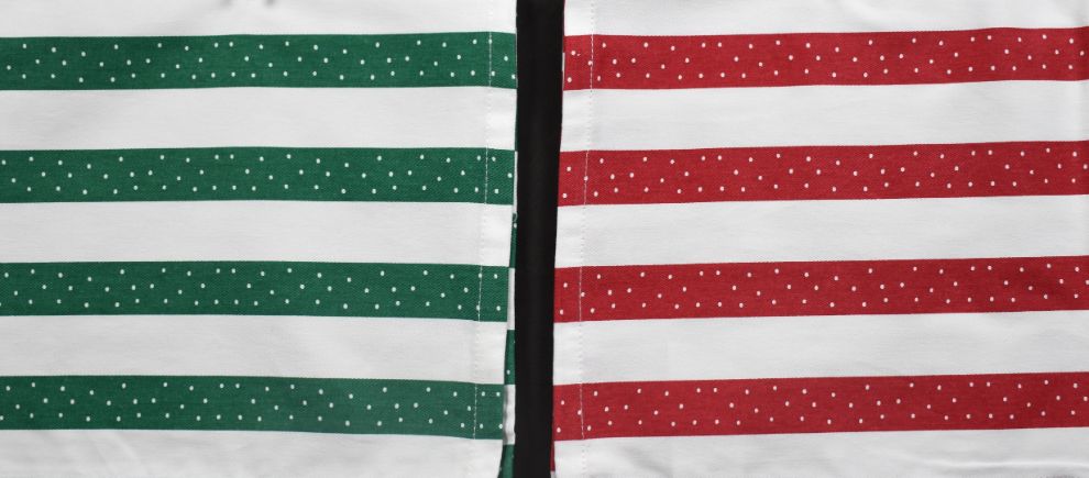 Set of 4 Kitchen TOWELs - Green & Red Stripe