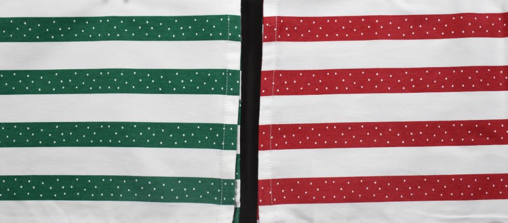 Set of 4 Kitchen Towels - Green & Red Stripe