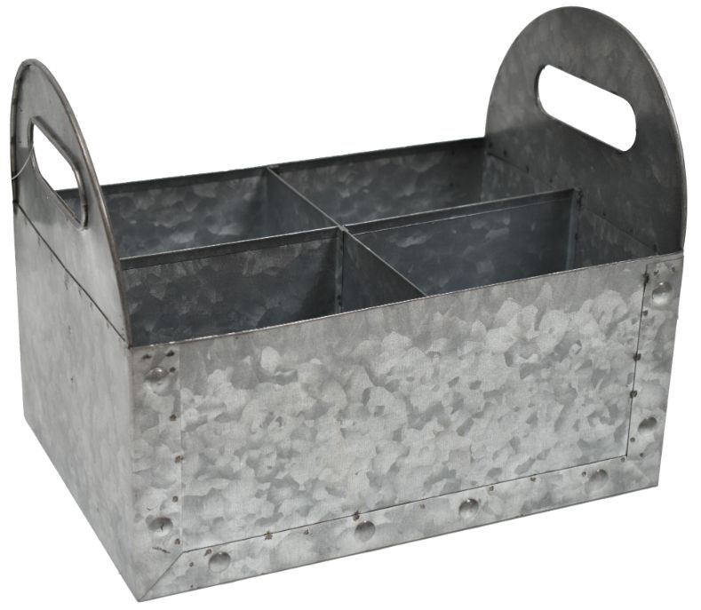 Galvanized 4 Compartment Metal Tray