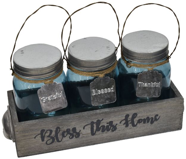 Bless This Home Decorative Jars In Crate