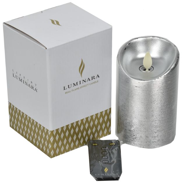 Luminara Real Flame-Effect Candle - Silver Spun 3'' x 4''