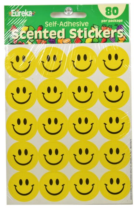 Yellow Scented Smiley Face Stickers - 80 Pack