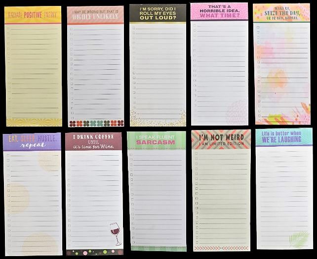 100 Sheet Sarcastic Quote Magnetic Notepad - 10 Assorted