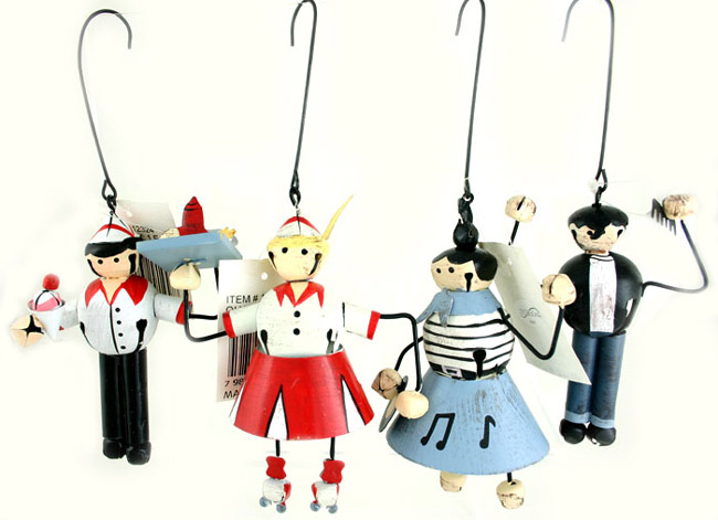 1950s Rock & Roll Diner Collecta Bell Ornaments - 4 Assorted