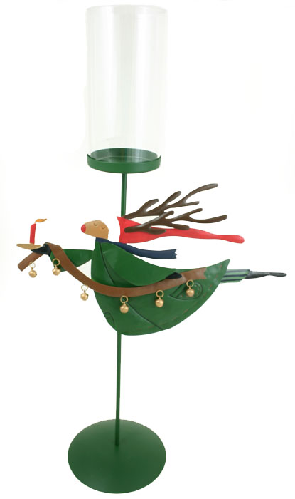 Large Skating Reindeer CANDLE HOLDER