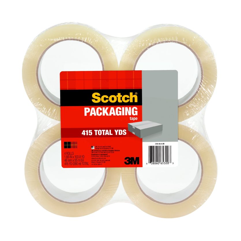3M Scotch Packaging TAPE 4 Pk.- 1.88'' x 103.8 YD (415 Total Yards