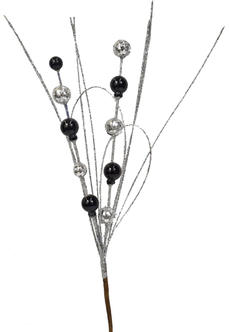 16'' Black & Silver GLITTER Ball Spray