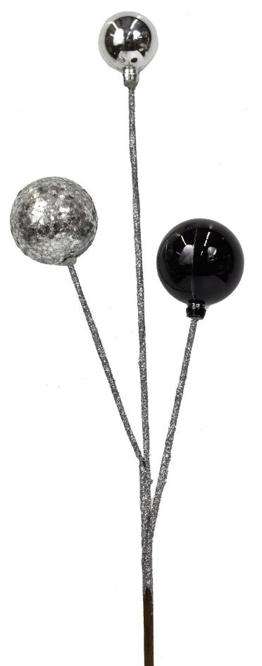 18'' Black & Silver GLITTER Ball Spray