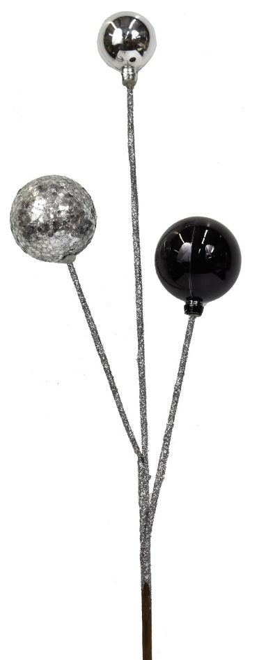 18'' Black & Silver Glitter Ball Spray