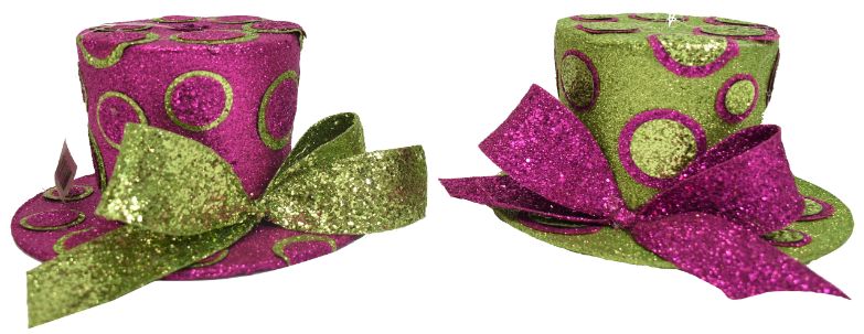 Top Hat Ornament / Dcor - 2 Assorted