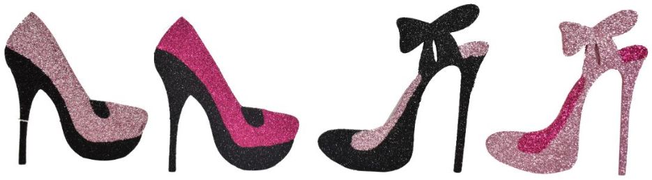 Tres Chic Glitter High Heel SHOE Ornaments - 4 Assorted