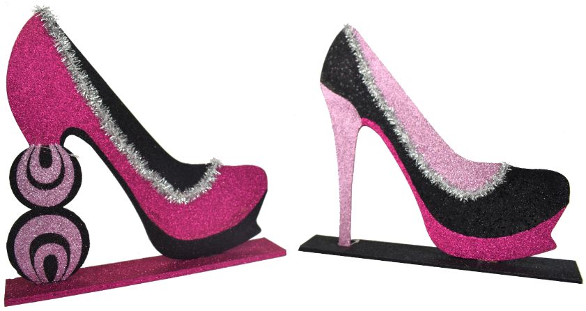 Tres Chick Glitter High Heel SHOE Dcor - 2 Assorted