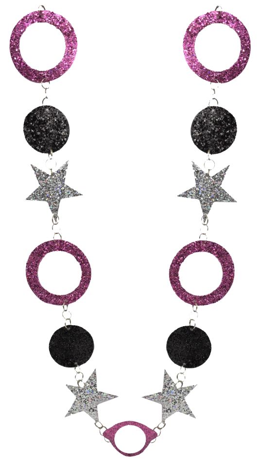 73'' Tres Chic Star & Circle Garland - Pink/Black/Silver