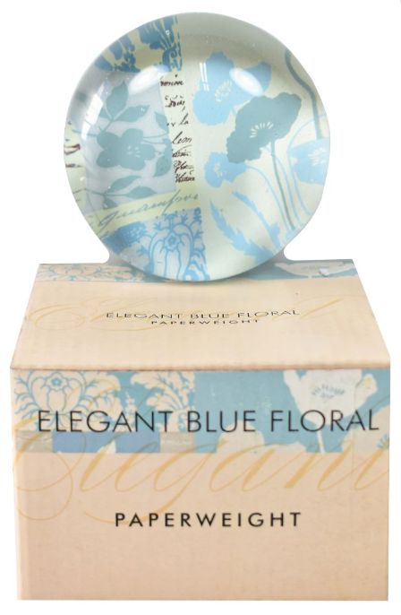 Elegant Blue Floral Paperweight