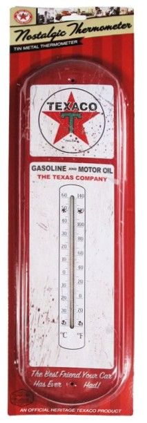 Texaco Gasoline & Motor Oil Metal Thermometer - Red