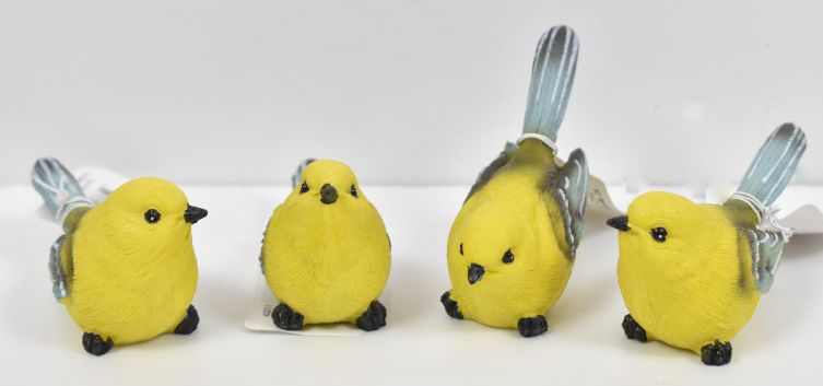 Medium Yellow & Blue Tail Bird Figure - 4 Assorted