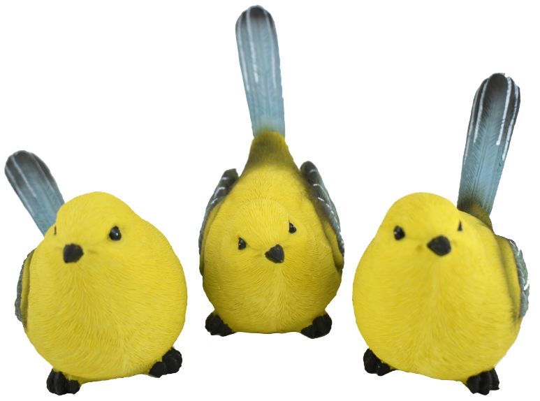 Large Yellow & Blue Tail Bird Figure - 3 Assorted