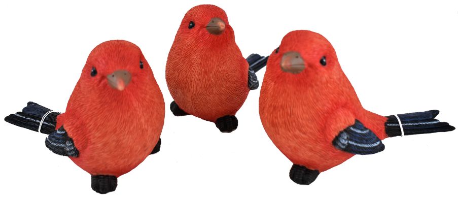 Large Red & Blue Tail Bird Figure - 3 Assorted