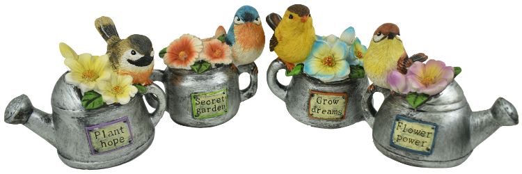 Watering Can BIRD Figure - 4 Assorted