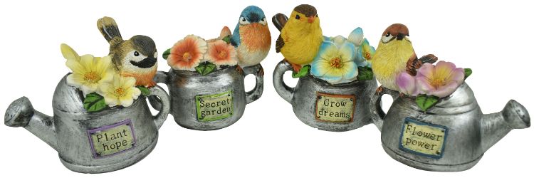 Watering Can Bird Figure - 4 Assorted