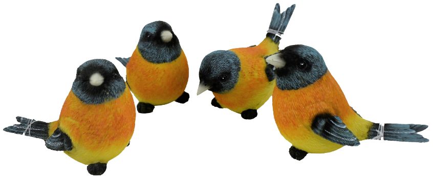 Medium Yellow & Blue Head Bird Figure - 4 Assorted