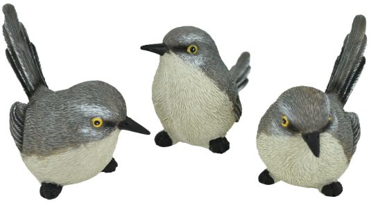Large Gray BIRD Figure - 3 Assorted