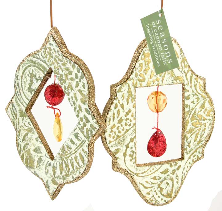 Pattern Ornament With Jewel Center - 2 Assorted