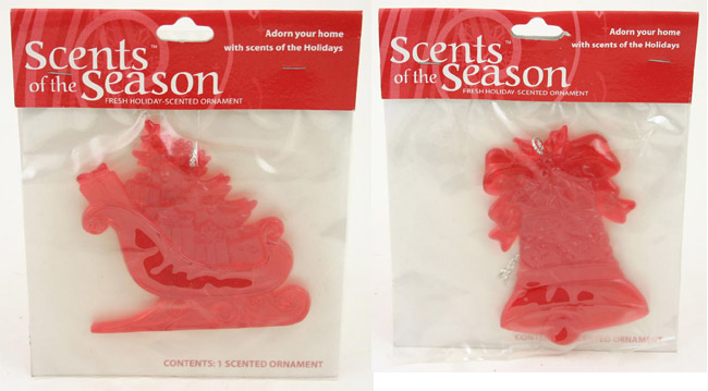 Scents of the Season Sleigh & Bell Assorted Scented Ornament