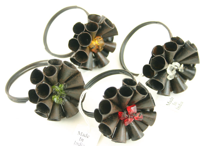 Bunched Metal FLOWER Napkin Rings