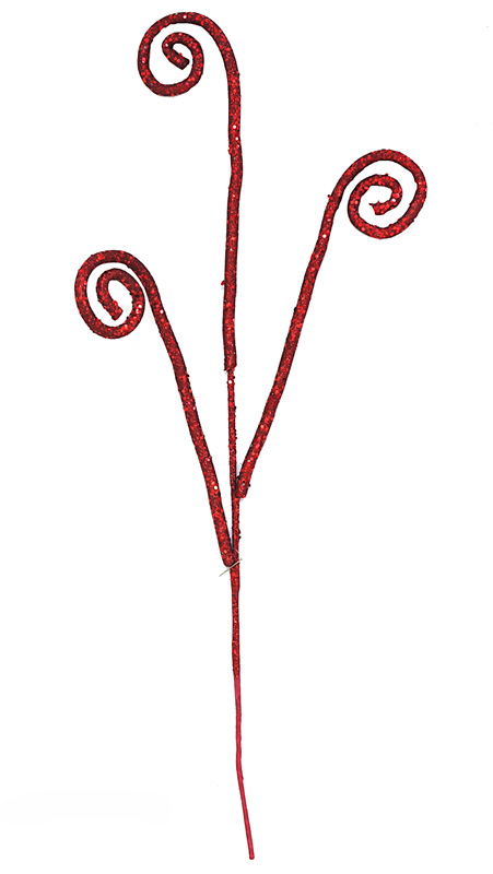 Red Glitter Spiral Stem - 28''