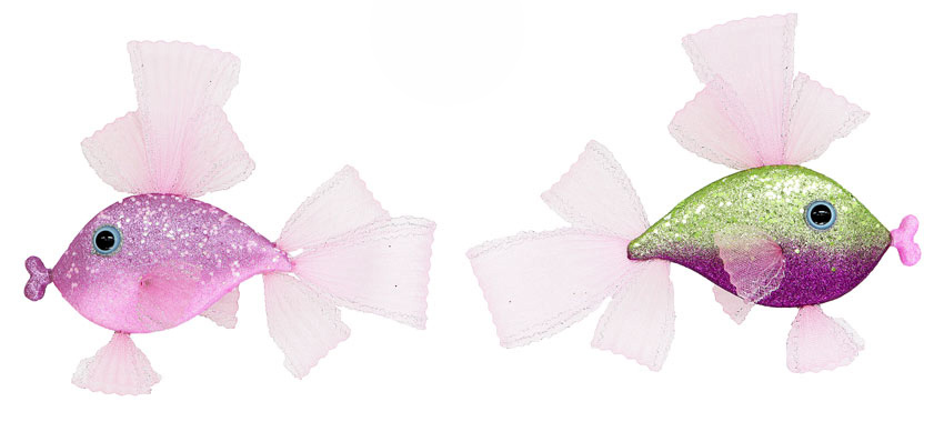 Glitter Fish Ornaments - 2 Assorted