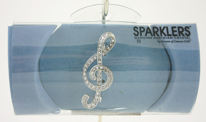 Treble Clef Genuine Austrian Crystal Pin