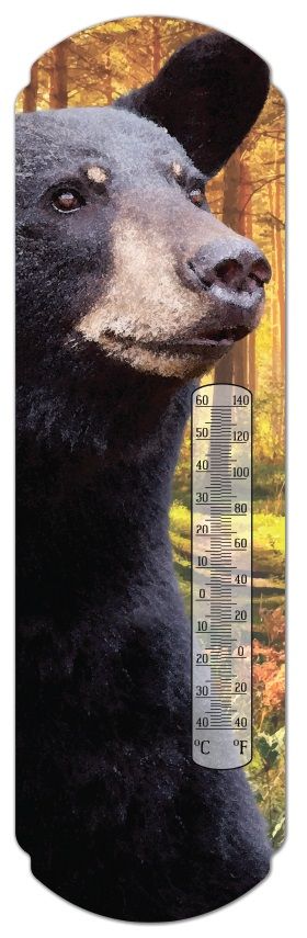 Black Bear Metal Thermometer