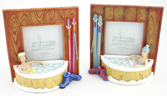 Hot Tub Skiing Man and Woman Photo FRAME