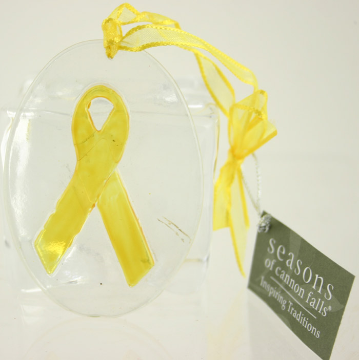 Yellow Ribbon Glass Ornament