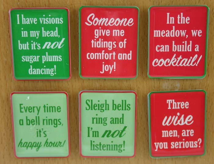Square CHRISTMAS Quote Magnets - 6 Assorted